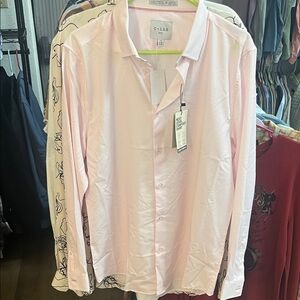 Men's Light Pink Dress LS Shirt With Circular Pattern